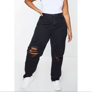 Plus black distressed jeans